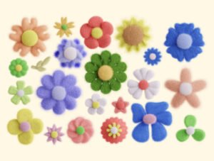 Fluffy Flowers – 50 Soft 3D PNG Elements Pack