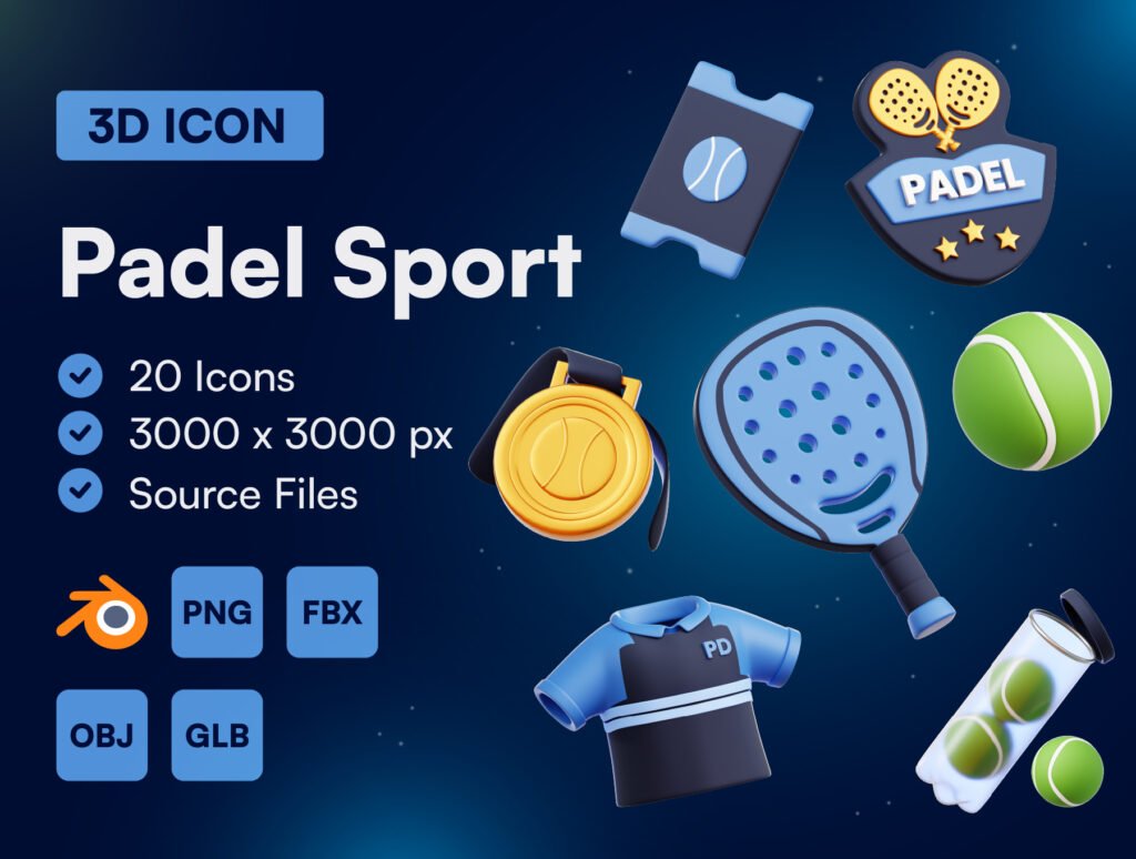 Padel Sport 3D Icon Set – Premium Athletic Assets
