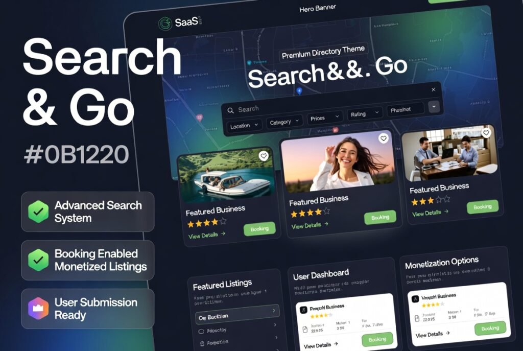 Search & Go Directory WordPress Theme 2.8.1 – Business Listings, Booking & Marketplace Website Builder