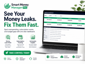 Smart Money Manager Pro – Personal & Business Finance Dashboard for Excel & Google Sheets