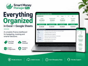 Smart Money Manager Pro – Personal & Business Finance Dashboard for Excel & Google Sheets