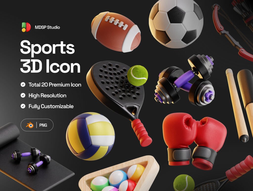 Sports 3D Icons Pack – Premium Fitness Assets
