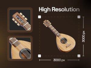 Musical Instruments 3D Icon Set – Premium Music Assets