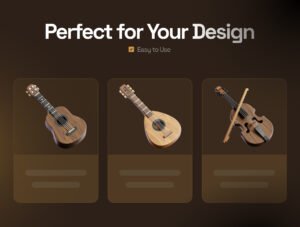 Musical Instruments 3D Icon Set – Premium Music Assets