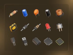 Electronic Components 3D Icon Set – Premium Tech Assets