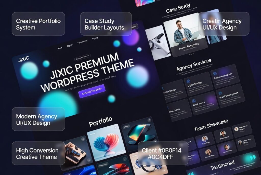Jixic Creative Portfolio & Digital Agency WordPress Theme 1.7 – Modern UI/UX & Case Study Builder