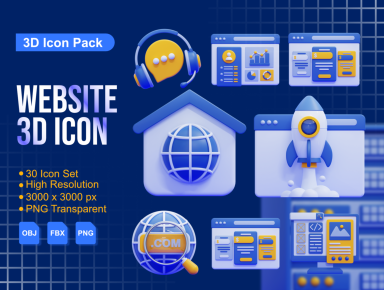 Website 3D Icons Pack – Premium UI Elements