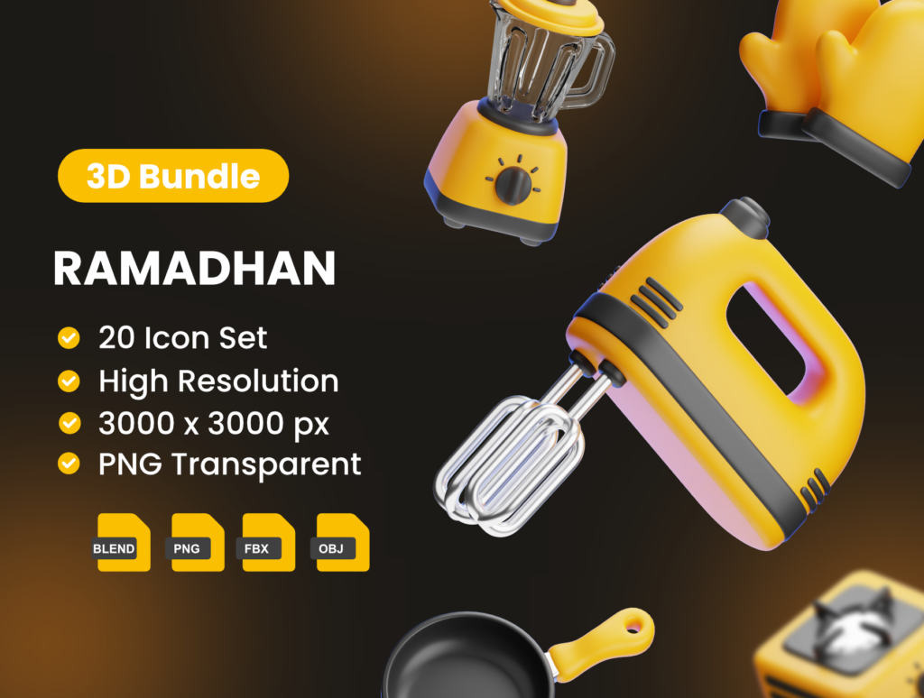 Kitchen Set 3D Icons Pack – Premium 3D Kitchen Icons for Apps, Websites & WordPress