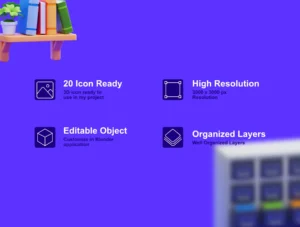 Book & Library 3D Icons Pack – Premium Education Assets