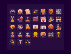 Basketball 3D Icons Pack – Premium Sports UI Assets
