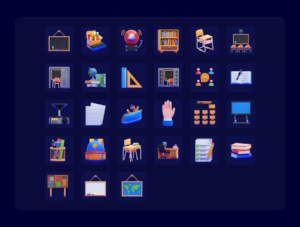 Classroom 3D Icons Pack – Premium Education Assets