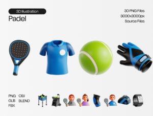 Padel 3D Icon Set – Premium Sports Assets