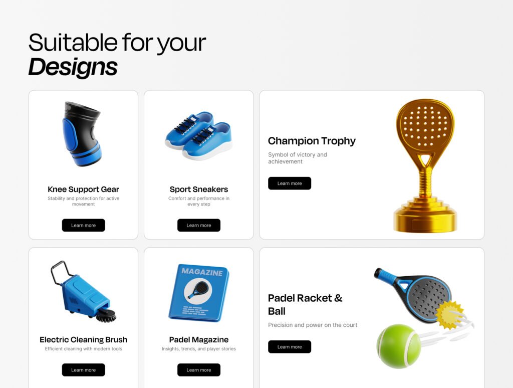 Padel 3D Icon Set – Premium Sports Assets