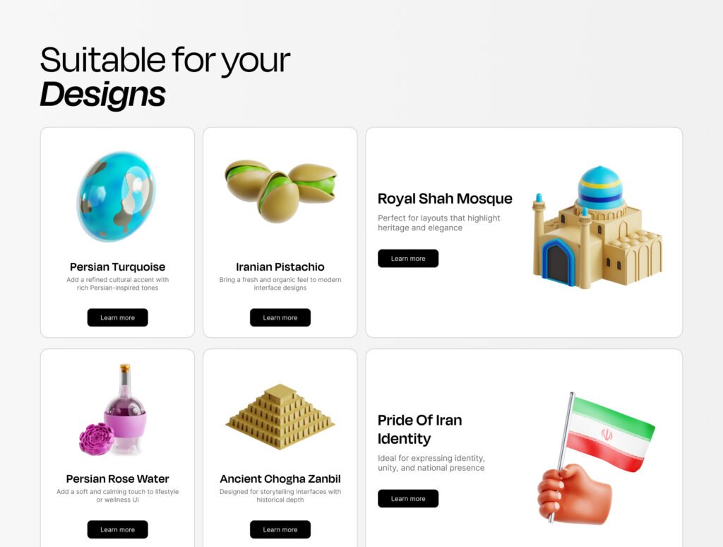 Iran 3D Icon Set – Premium Cultural Assets