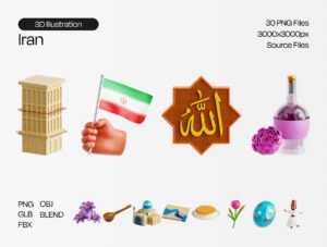 Iran 3D Icon Set – Premium Cultural Assets
