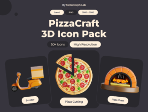 PizzaCraft 3D Pizza Icon Pack – Fun 3D Icons for Food Delivery & Pizzerias