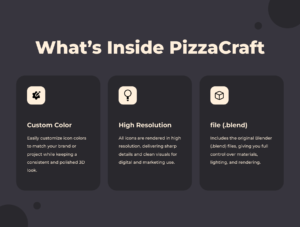 PizzaCraft 3D Pizza Icon Pack – Fun 3D Icons for Food Delivery & Pizzerias