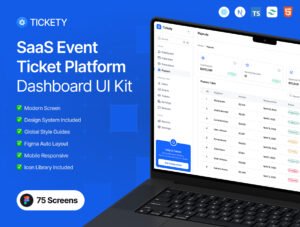 SaaS Event Ticket Platform Dashboard UI Kit Coded