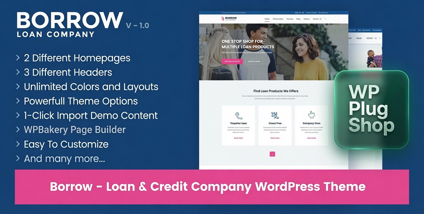 Borrow Theme 1.7.0 – Loan Company Responsive WordPress Theme for Financial Services