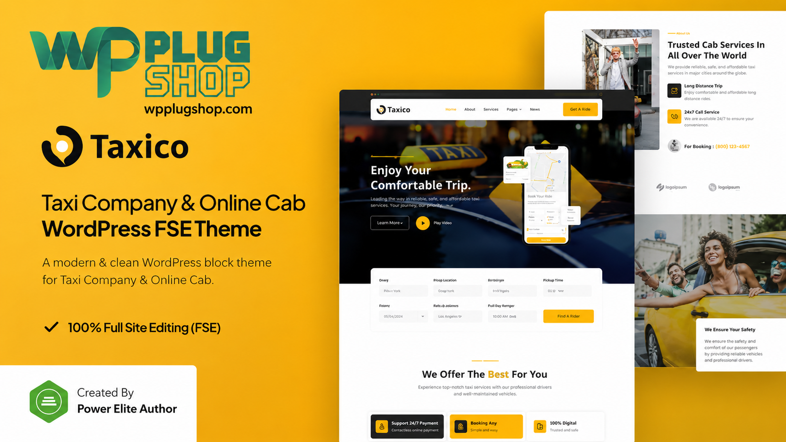 Taxico Taxi WordPress Theme – Premium Cab Booking & Transport Service Template