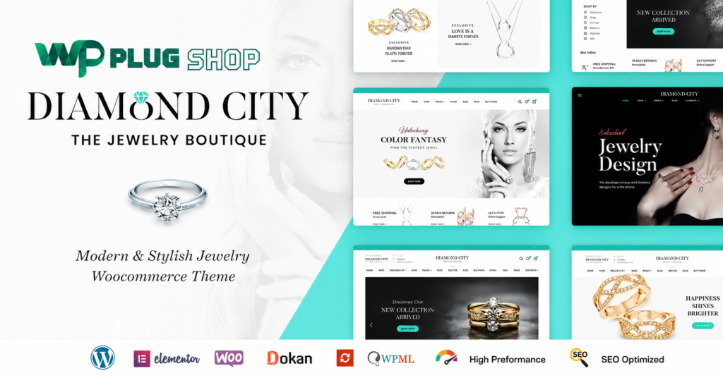 DiCi Jewelry Shop WooCommerce WordPress Theme – Luxury Elementor eCommerce Template