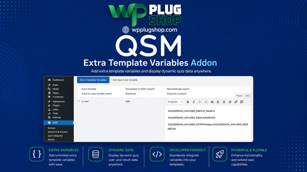 QSM – Extra Template Variables Addon WordPress Plugin