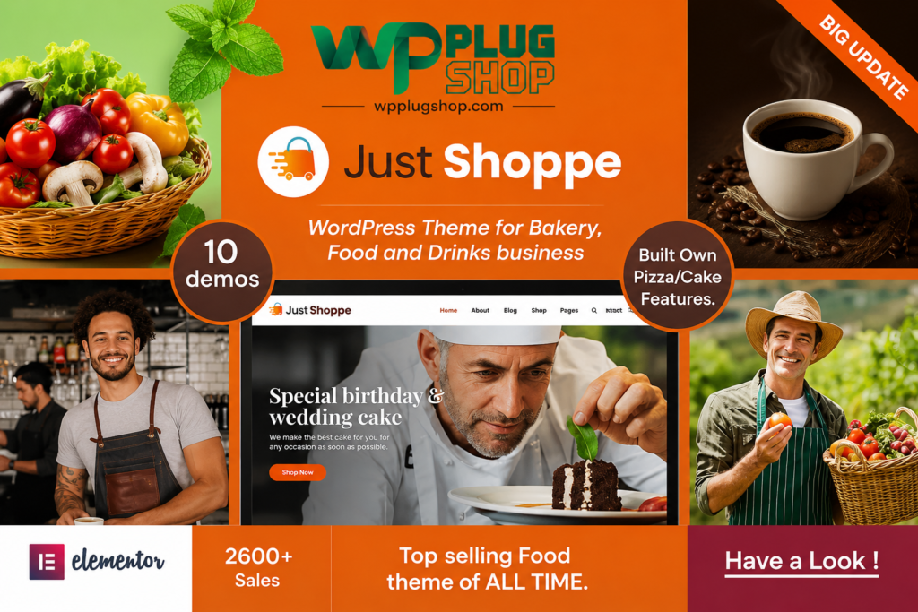 JustShoppe Elementor Cake Bakery WordPress Theme