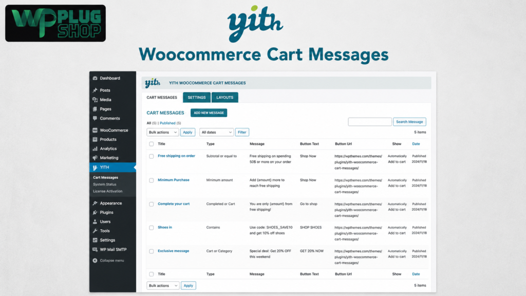 YITH WooCommerce Cart Messages Premium | WP Plug Shop