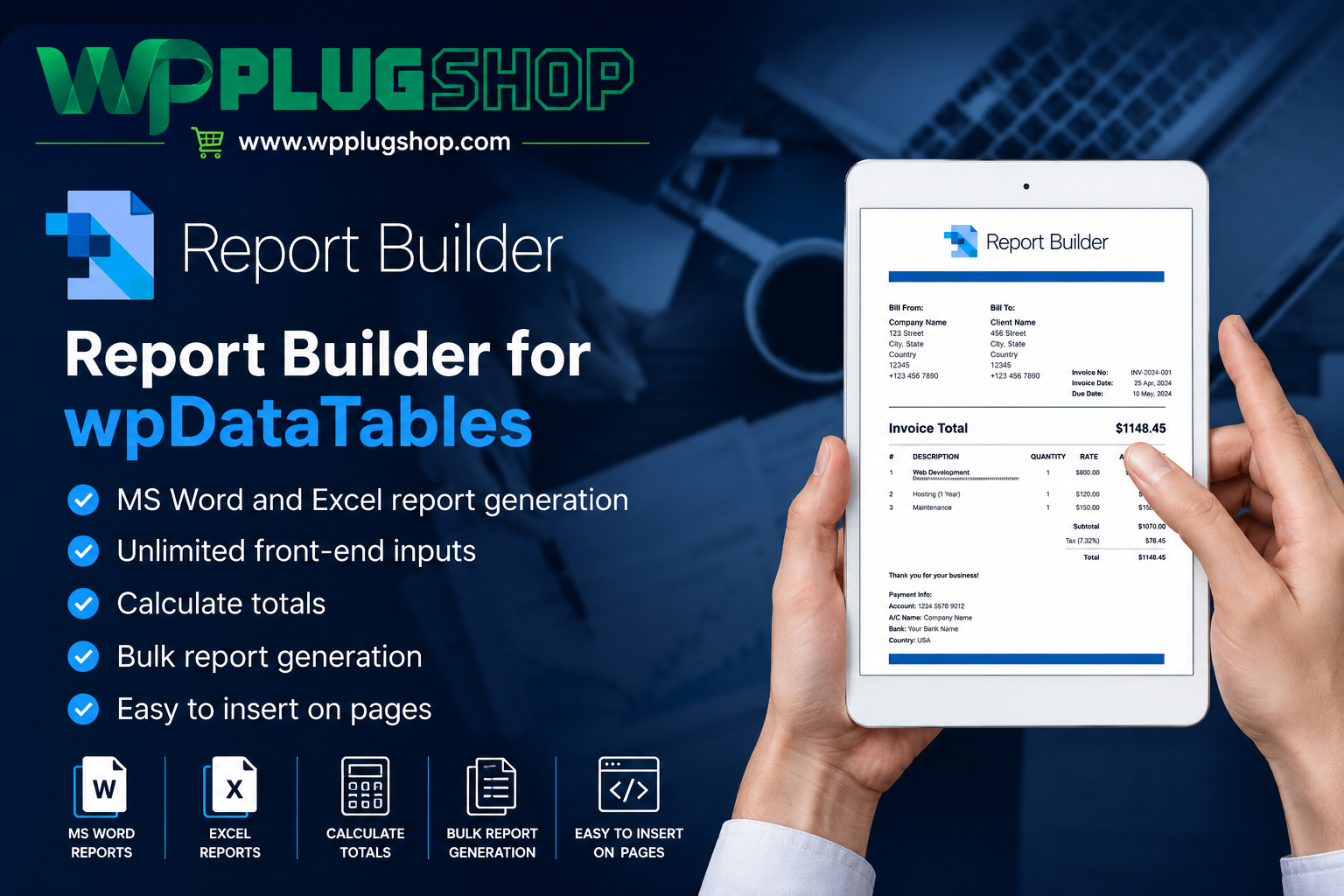 Report Builder – Generate Word DOCX & Excel XLSX Documents for WordPress
