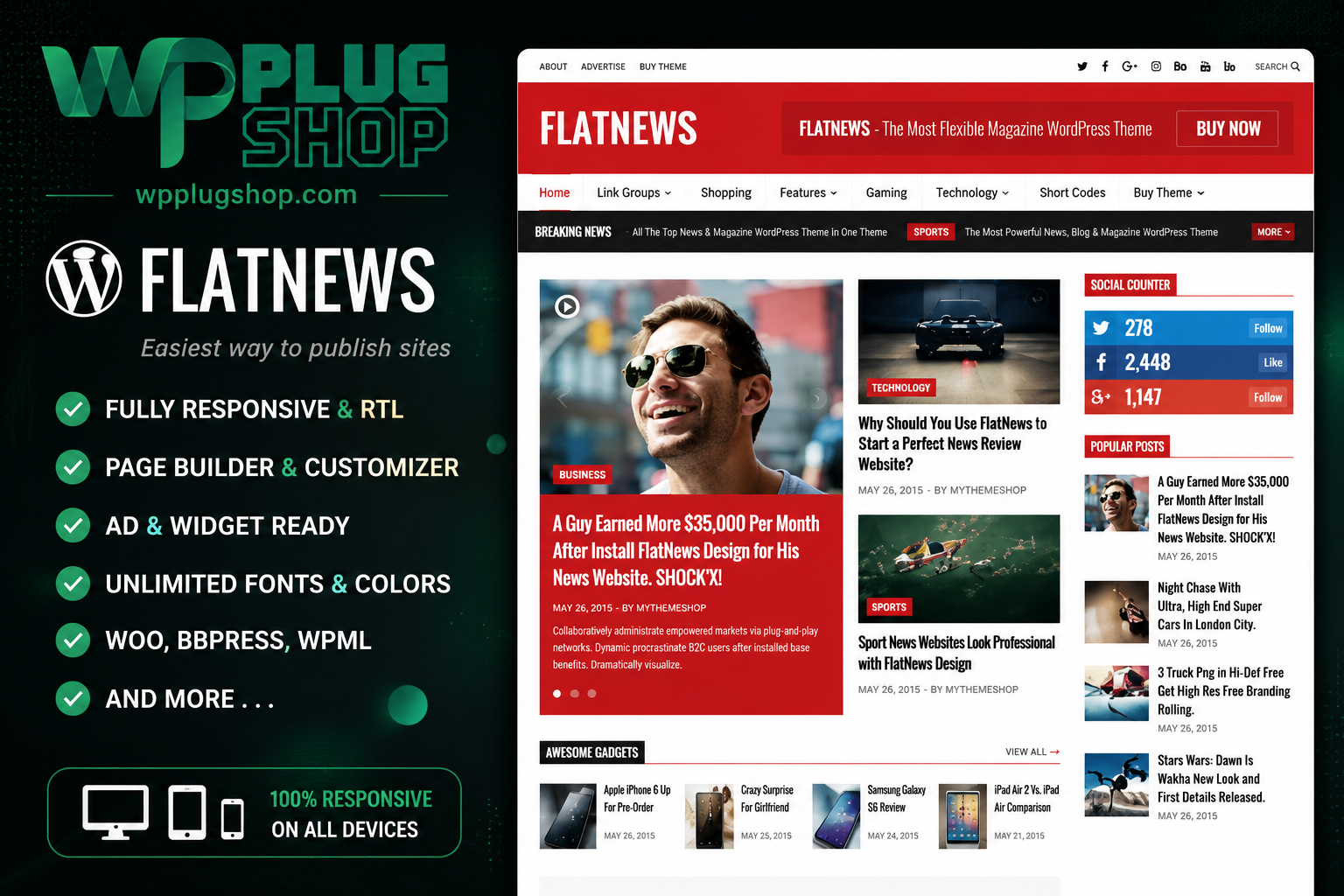 FlatNews Responsive Magazine WordPress Theme