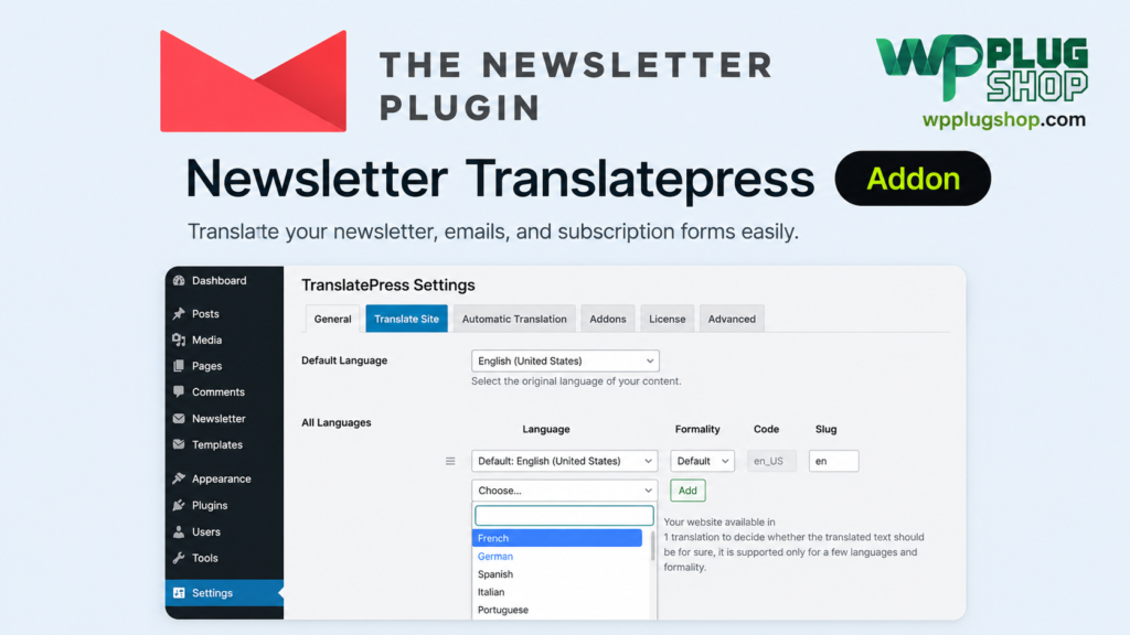 Newsletter TranslatePress Addon – Multilingual Integration for The Newsletter Plugin