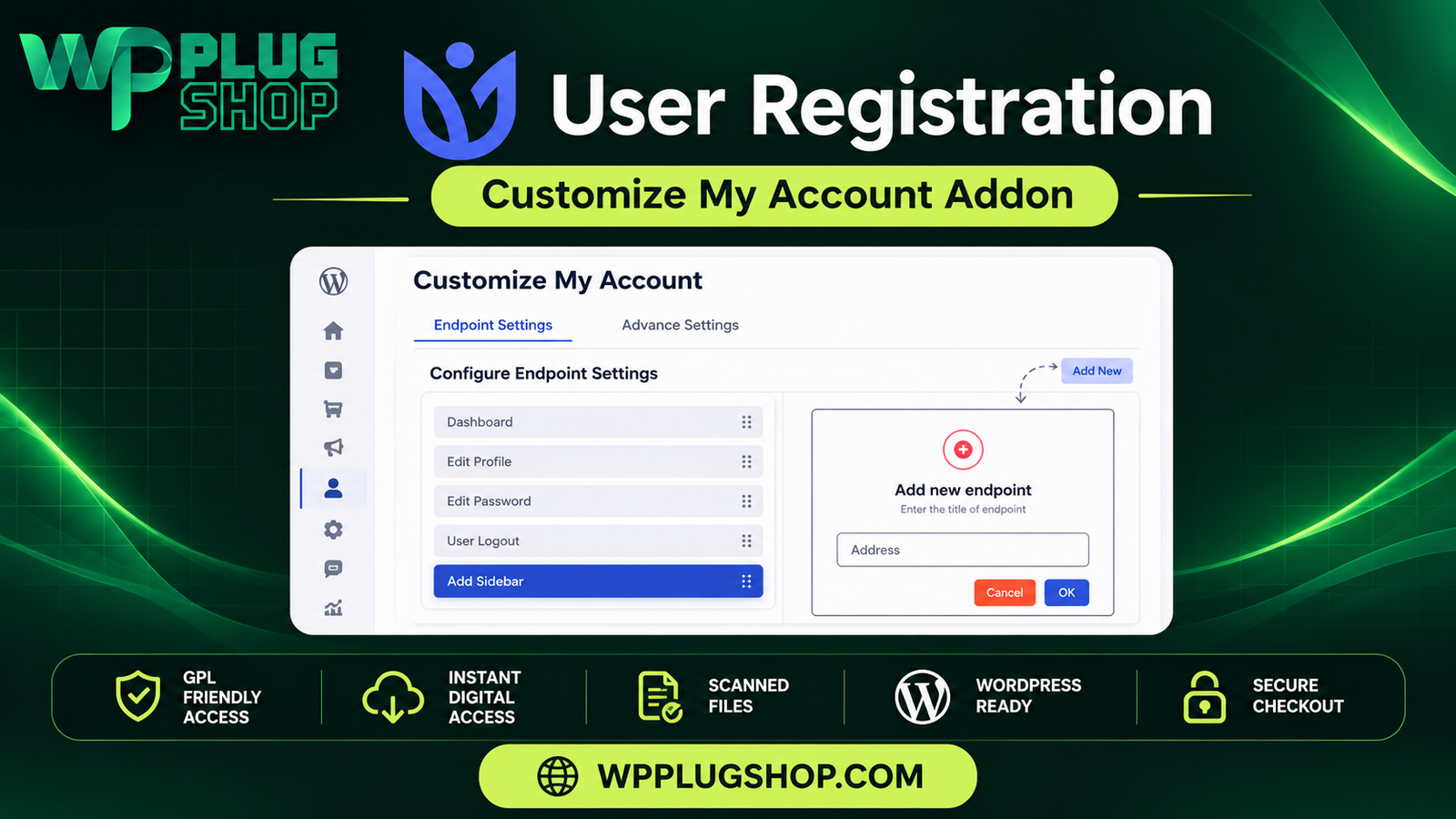 User Registration Customize My Account Addon – Custom My Account Dashboard for WordPress