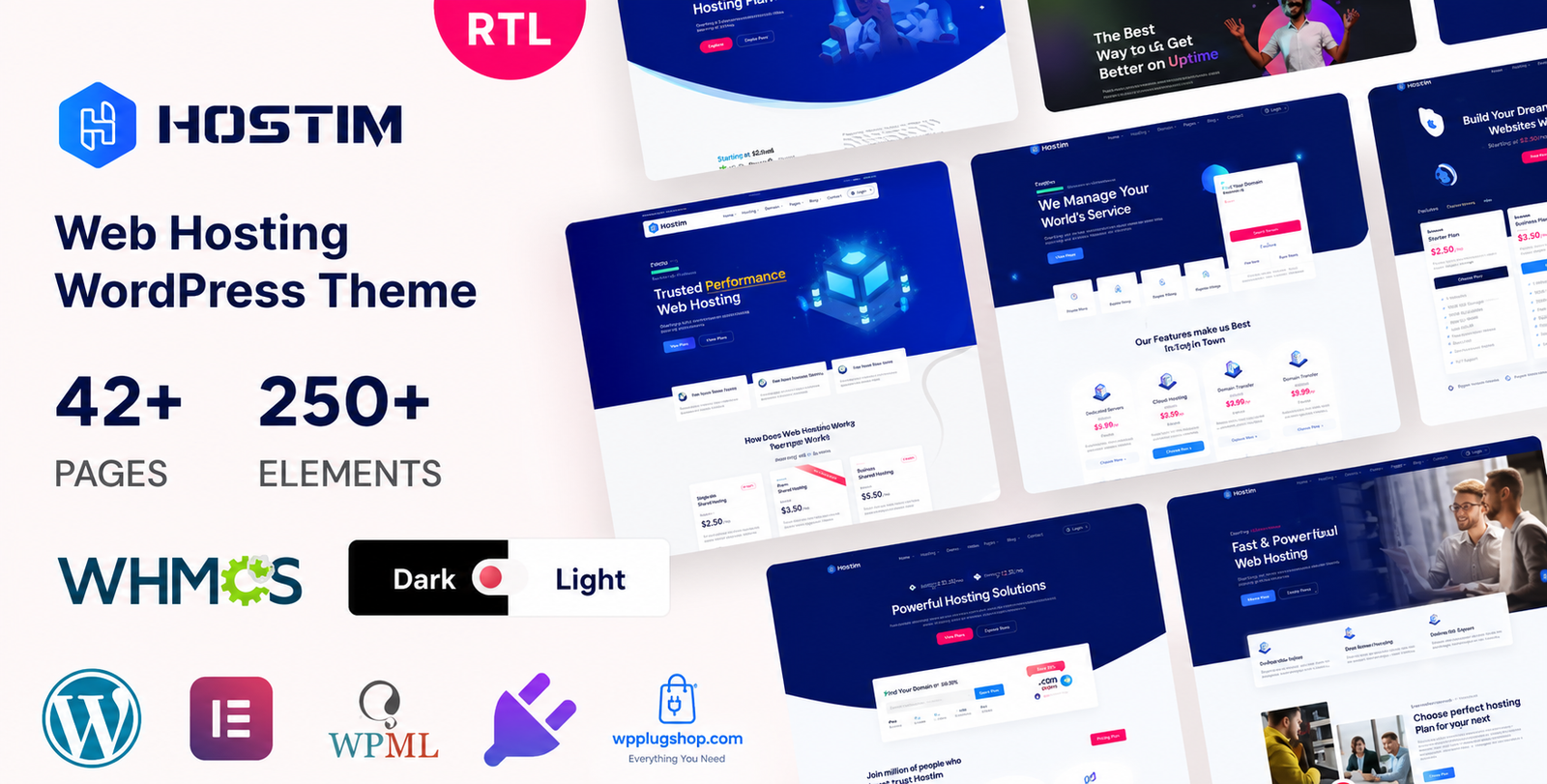 Hostim Web Hosting WordPress Theme with WHMCS Integration – Elementor Hosting & Domain Theme