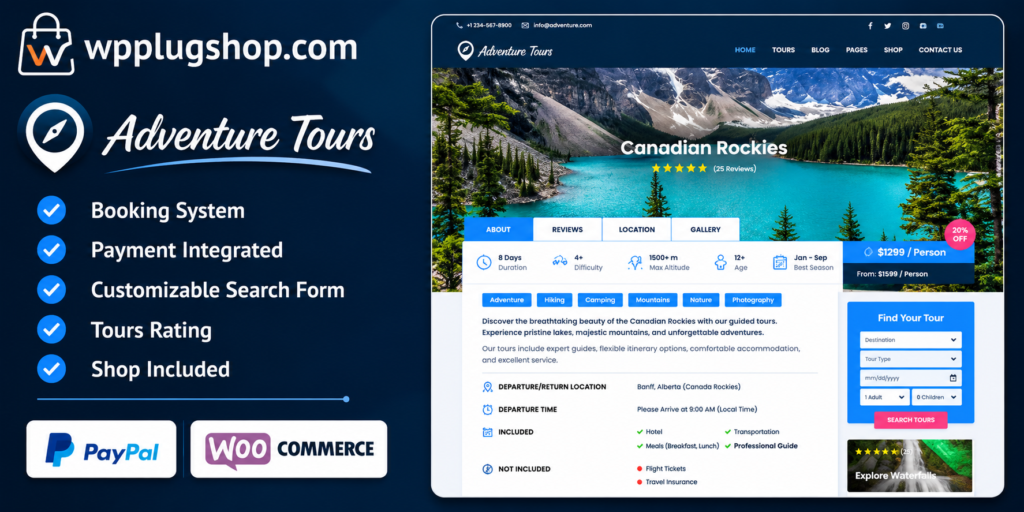 Adventure Tours – WordPress Tour & Travel Theme