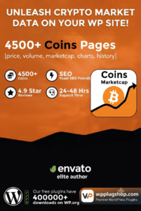 Coins MarketCap WordPress Cryptocurrency Plugin – Live Crypto Prices, Charts & Market Data