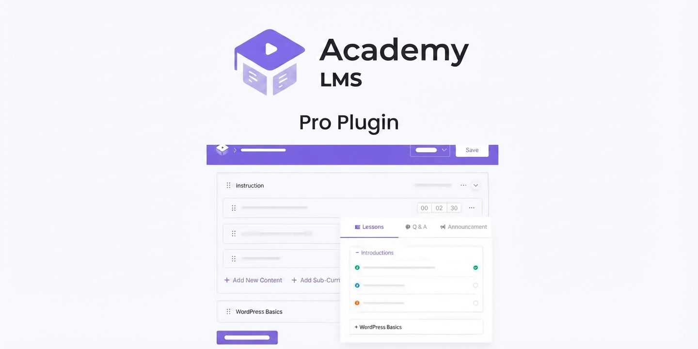 Academy LMS Pro 3.7.4 – WordPress LMS Plugin to Build & Sell Online Courses