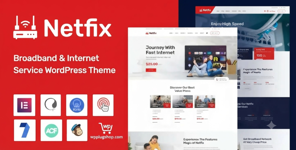 Netfix – Broadband & Internet Services WordPress Theme + RTL | Elementor & WooCommerce Ready