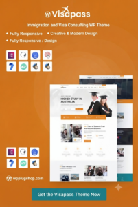 Visapass Immigration Consulting WordPress Theme + RTL – Elementor Business Solution