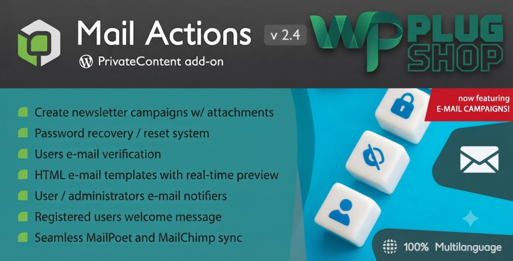 PrivateContent Mail Actions Addon – WordPress Membership Email Automation & Notifications
