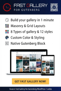 Fast Gallery for Gutenberg – WordPress Plugin 4.0 | Responsive Masonry & Grid Gallery Builder