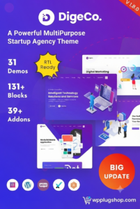 Digeco Startup Agency WordPress Theme – Business, SaaS & Agency Website Builder