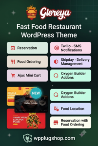 Gloreya – Food Ordering & Delivery Restaurant WordPress Theme