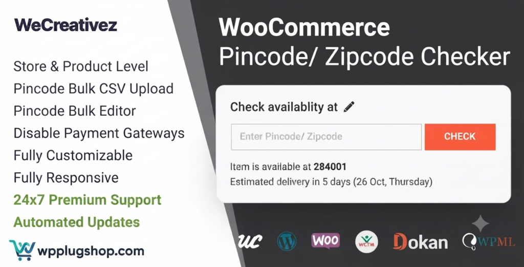 WooCommerce Pincode Zipcode Checker 3.2.0 – Delivery Availability Checker Plugin
