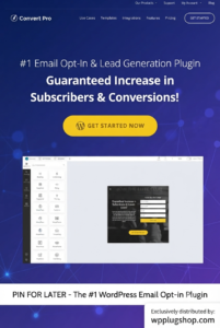Convert Pro WordPress Plugin – Email List Building & Lead Generation Tool