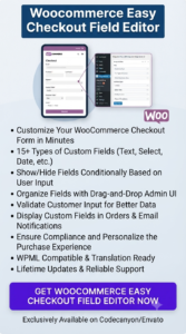 WooCommerce Easy Checkout Field Editor & Checkout Fees 3.8.0 – Custom Checkout Fields & Dynamic Fees Plugin
