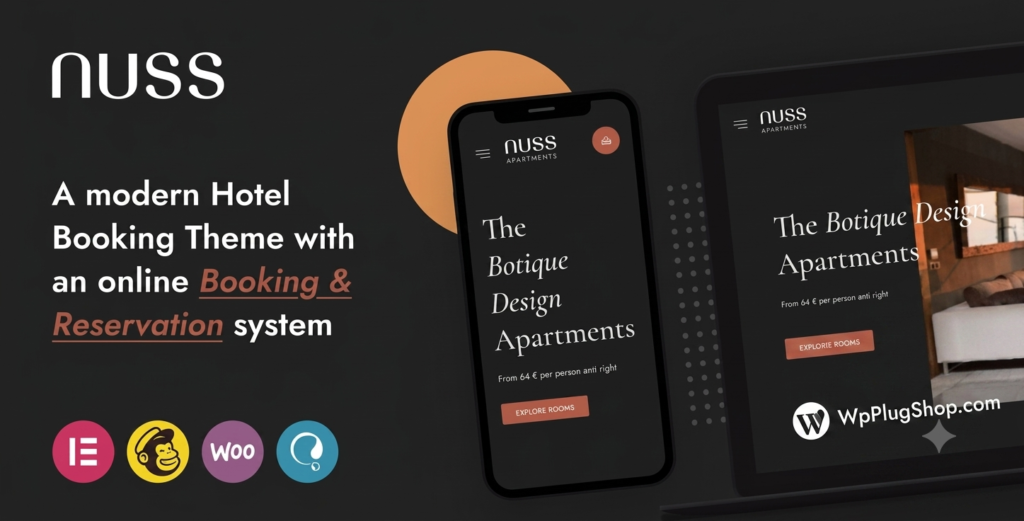 Nuss – Hotel Booking WordPress Theme with Elementor & WooCommerce