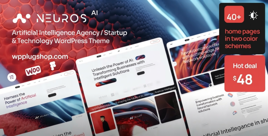 Neuros – AI Agency & Technology WordPress Theme GPL | Elementor AI Startup Theme Free Download