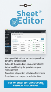 WP Sheet Editor WooCommerce Coupons Premium Addon 1.3.58 – Bulk Coupon Spreadsheet Editor for WooCommerce