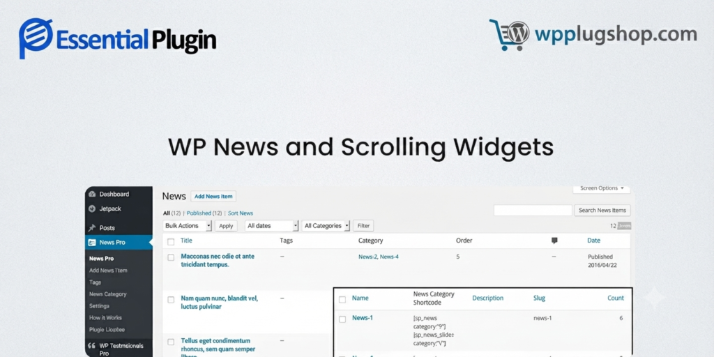 WP News and Scrolling Widgets – WordPress News Ticker, Slider & Content Display Plugin
