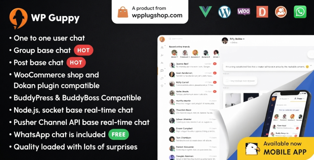WP Guppy Pro 4.3.5 – Live Chat Plugin for WordPress, WooCommerce and BuddyPress